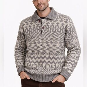 Vintage Boston Trader’s Pale Taupe & Cream Geometric Men's Sweater